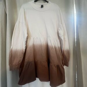 wild fable Cream to Brown Ombré Tiered Sweatshirt Dress